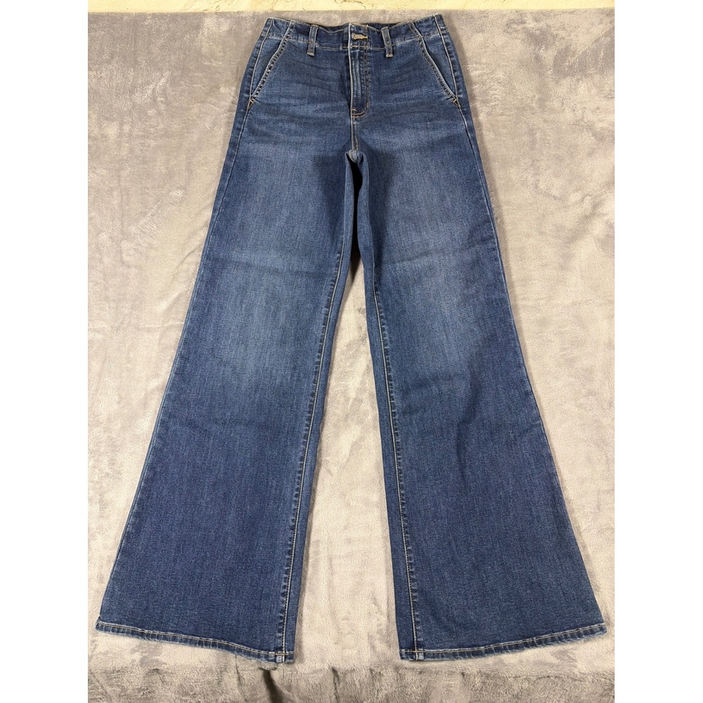 Just Black Denim High Rise Wide Leg Jeans Medium Wash Blue DP794 Size 26